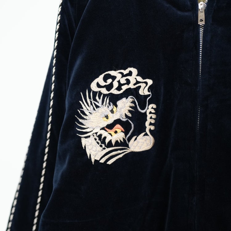 Velveteen Souvenir Jacket “WHITE DRAGON”×“JAPAN MAP”