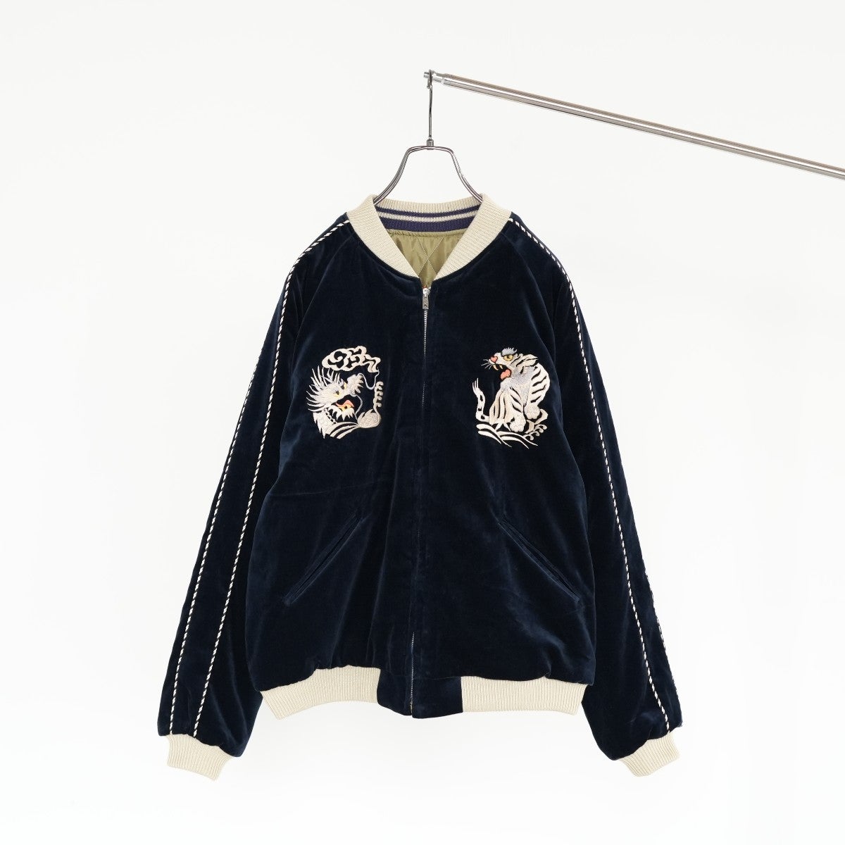 Velveteen Souvenir Jacket “WHITE DRAGON”×“JAPAN MAP”