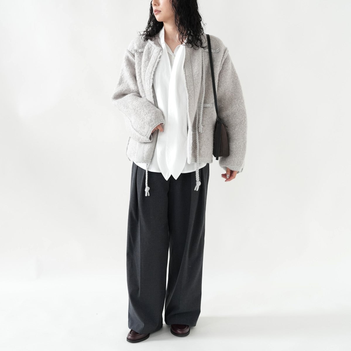 mohair＆shetland wool junbo loop knit jacket ジャンボループニットジャケット