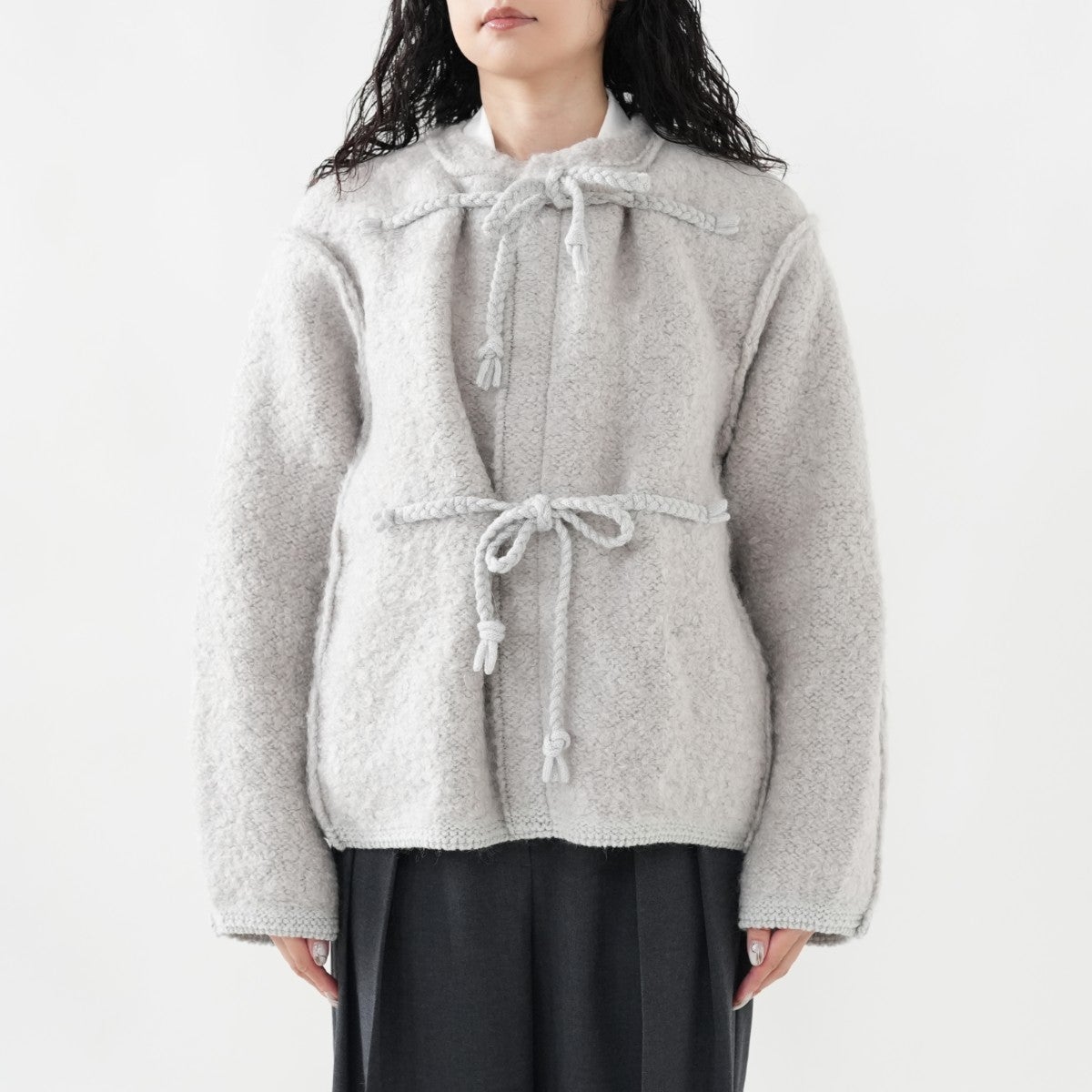 mohair＆shetland wool junbo loop knit jacket ジャンボループニットジャケット