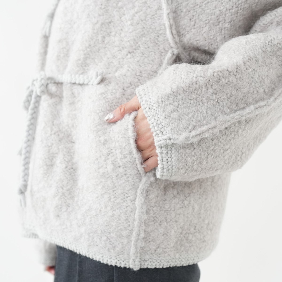mohair＆shetland wool junbo loop knit jacket ジャンボループニットジャケット