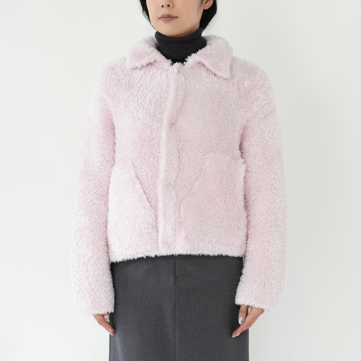 wool＆silk fur knit short coat ファーニットショートコート